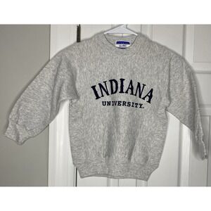 NCAA Youth Indiana University Pullover Spellout Sweater Third Street Grey XS New